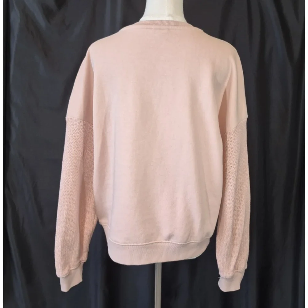 Anthropologie Pilcro Mixed Rib Sweatshirt Neutral Pink XS - Picture 8 of 10